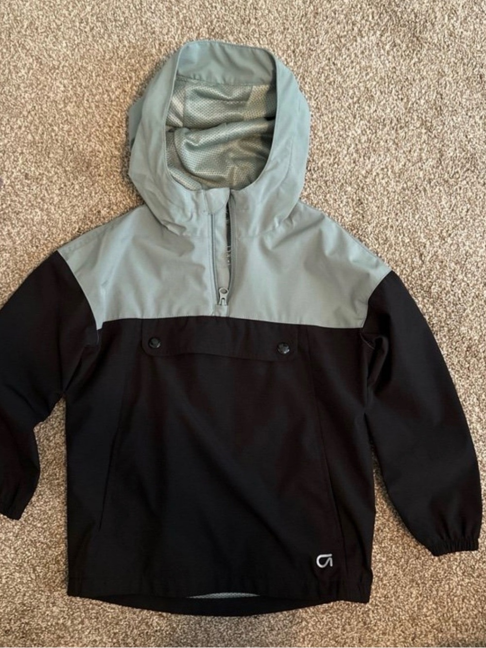 GAP Boys Two-Tone Hooded Pullover Jacket - Light Gray & Black